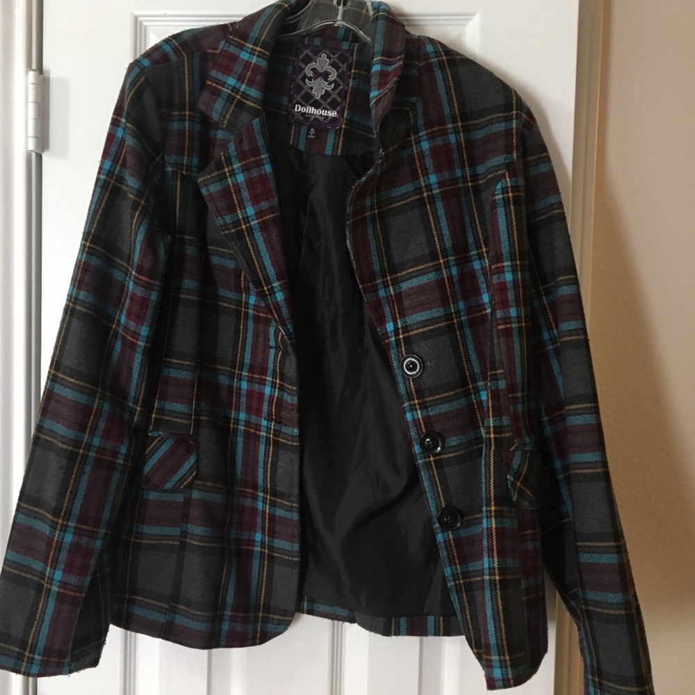 Dollhouse Plaid Coat Juniors Size XL